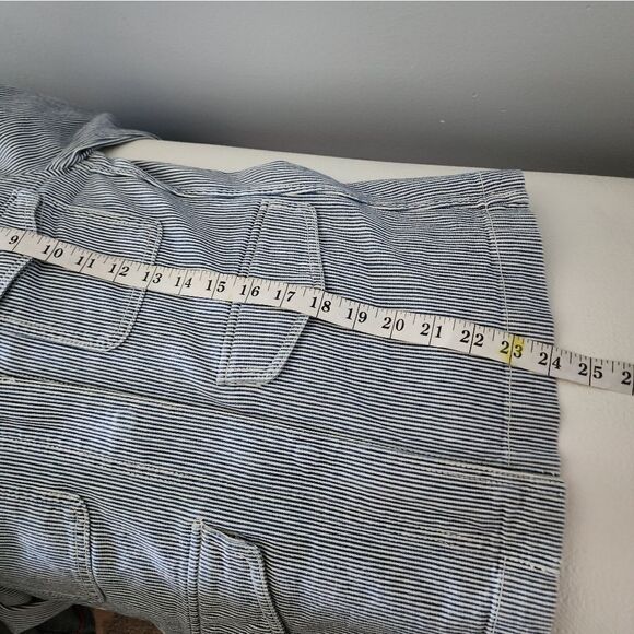 Ann Taylor Loft Blue White Railroad Striped Cargo Utility Jacket XS - Picture 2 of 7